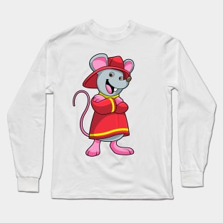 Mouse as Firefighter with Helmet Long Sleeve T-Shirt